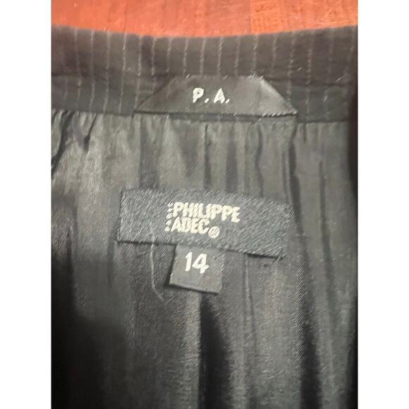 Philippe Adec Women’s pin stripes black blazer VTG 14/46 feminine business offic - Picture 15 of 16